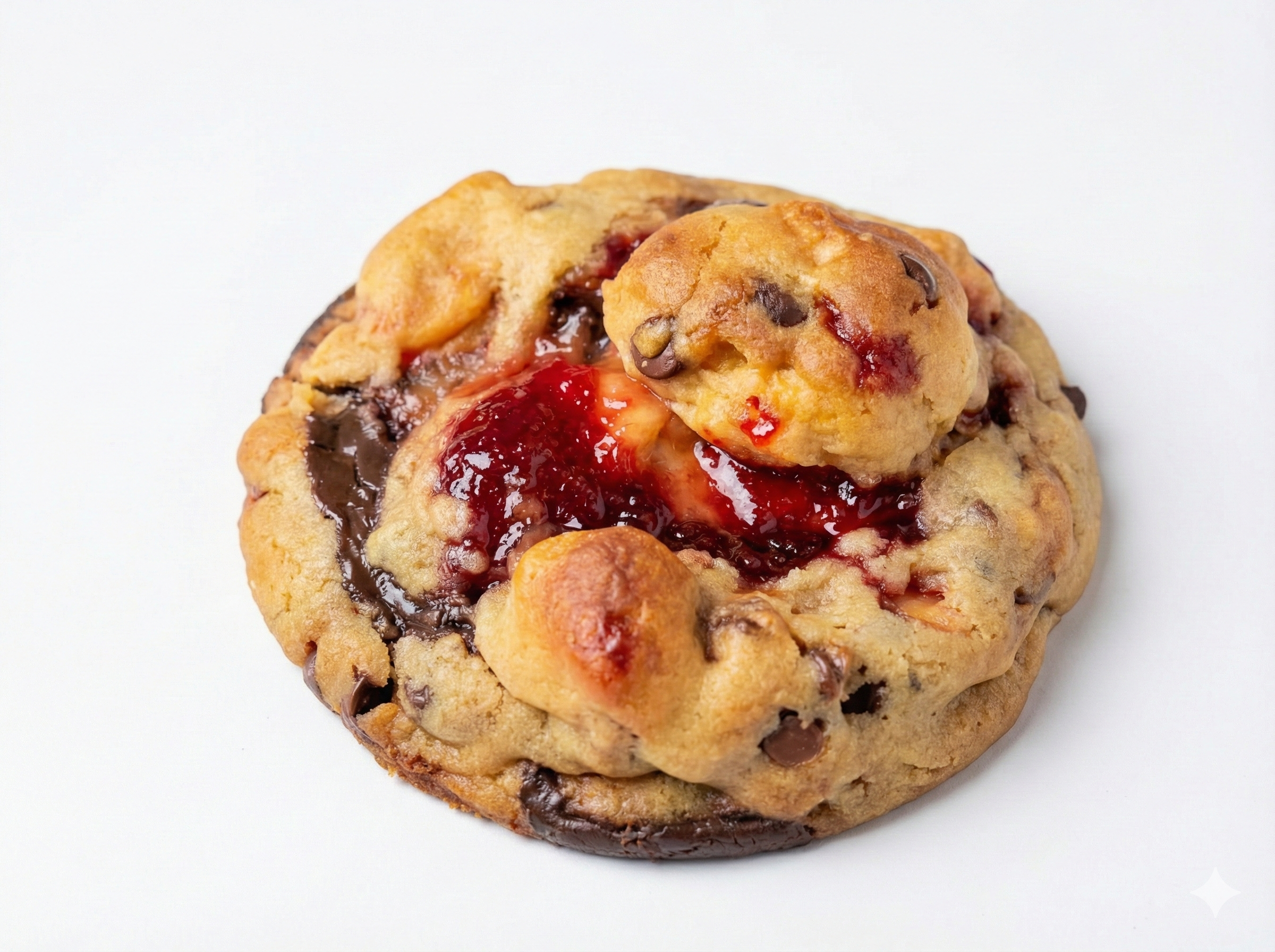 Levain-Style Strawberry Jam Explosion Cookie is a thick bakery-style chunky cookie with a soft, gooey centr