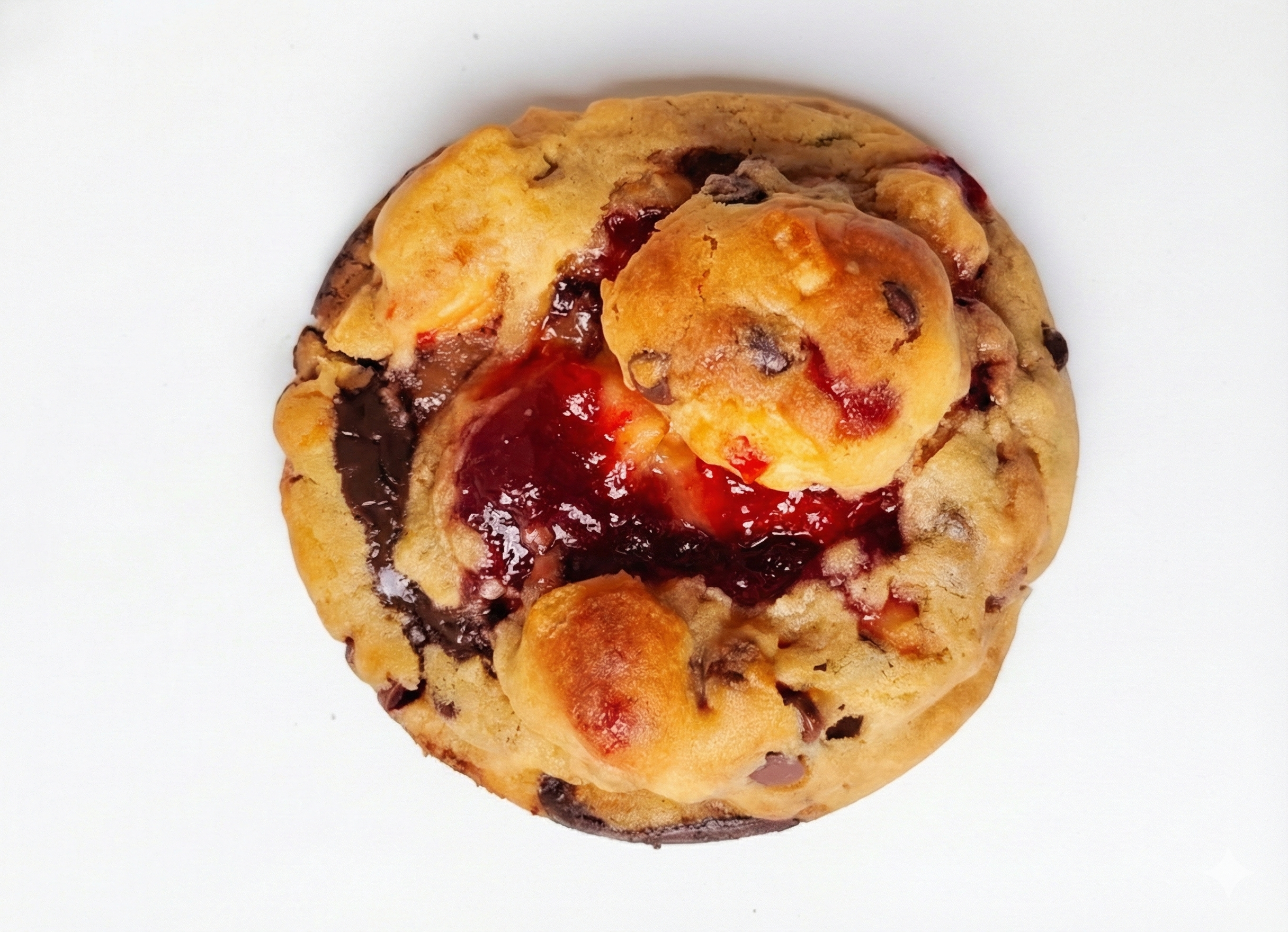 Levain-Style Strawberry Jam Explosion Cookie is a thick bakery-style chunky cookie with a soft, gooey centr