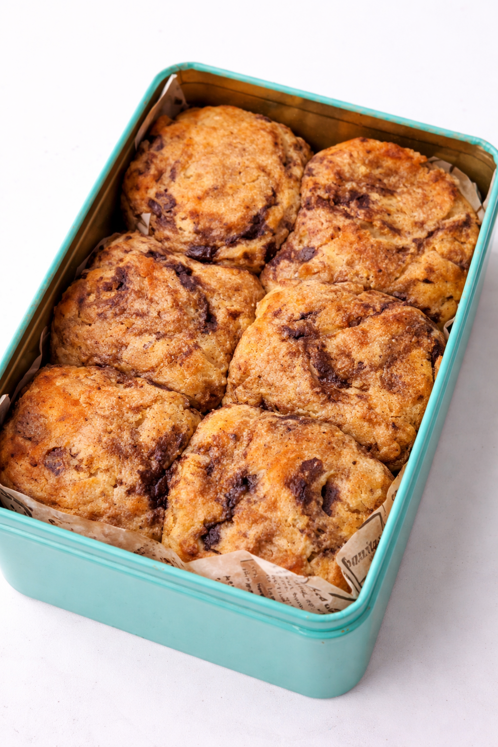 Brown Butter Choc Chunk Cookie Tin (Molten Fudge Stuffed) 🍪🍫