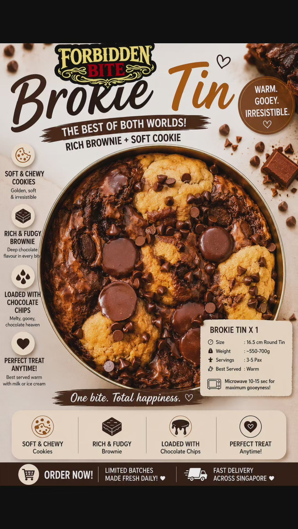 Brokie Scoopable Brownie Cookie Tin – 17cm