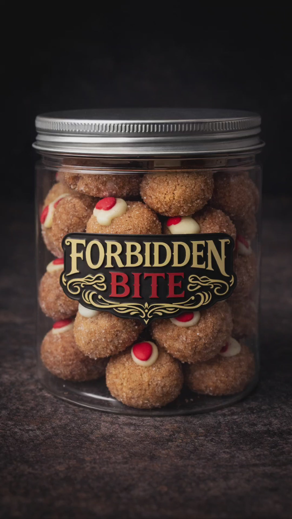 Gingerbread Crinkle Cookie Jar — a bite-sized festive favourite made for Hari Raya gifting, open houses, and indulgent snacking.
Each jar contains 35 soft-chewy gingerbread cookies, rolled in fine sugar for a delicate crisp exterior and finished with a thin white chocolate accent and a tiny red heart.