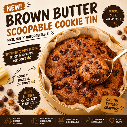 Brown butter chocolate chip scoopable cookie tin by Forbidden Bite Singapore