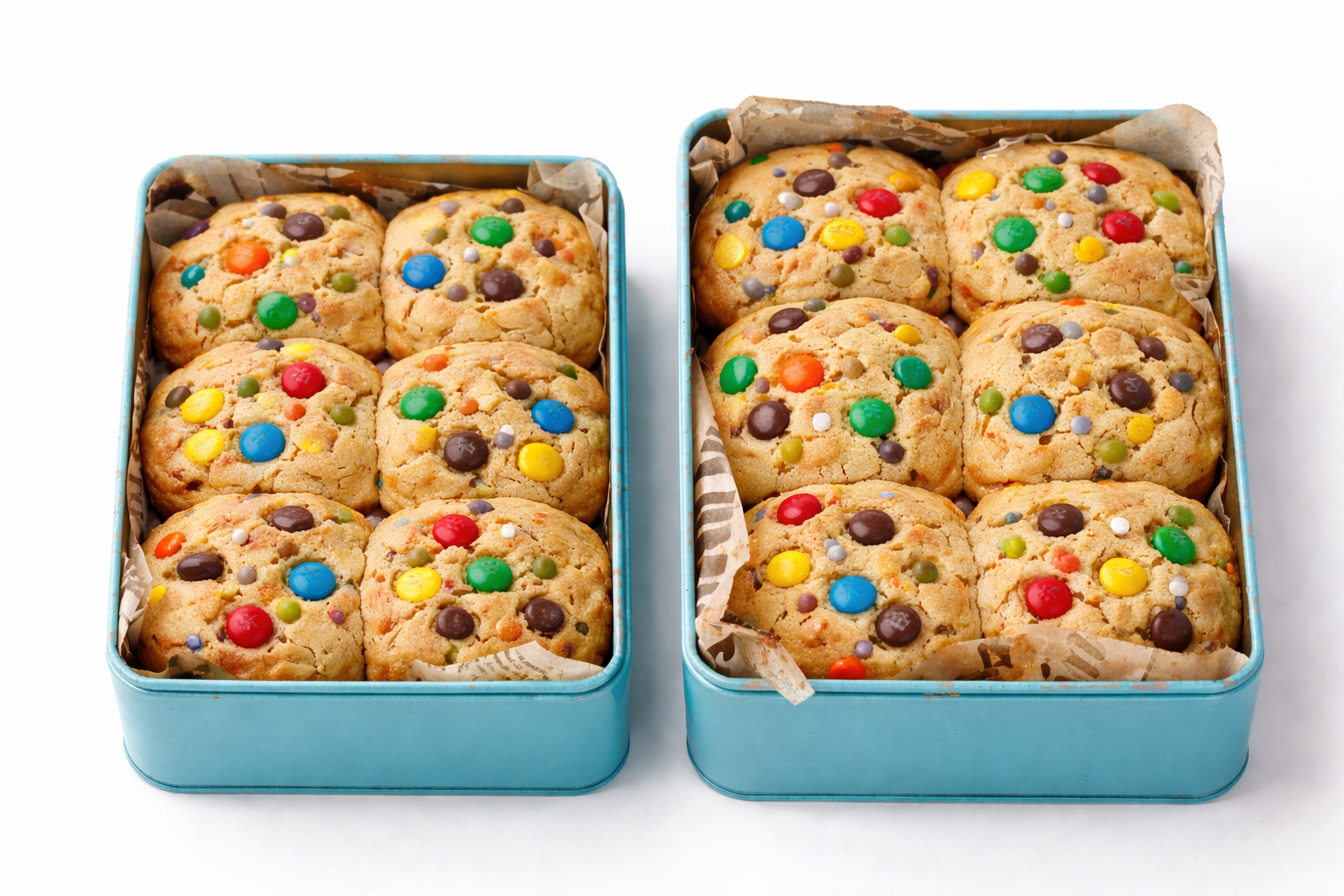 Birthday M&M Cookie Tin (Molten Chocolate Filled)