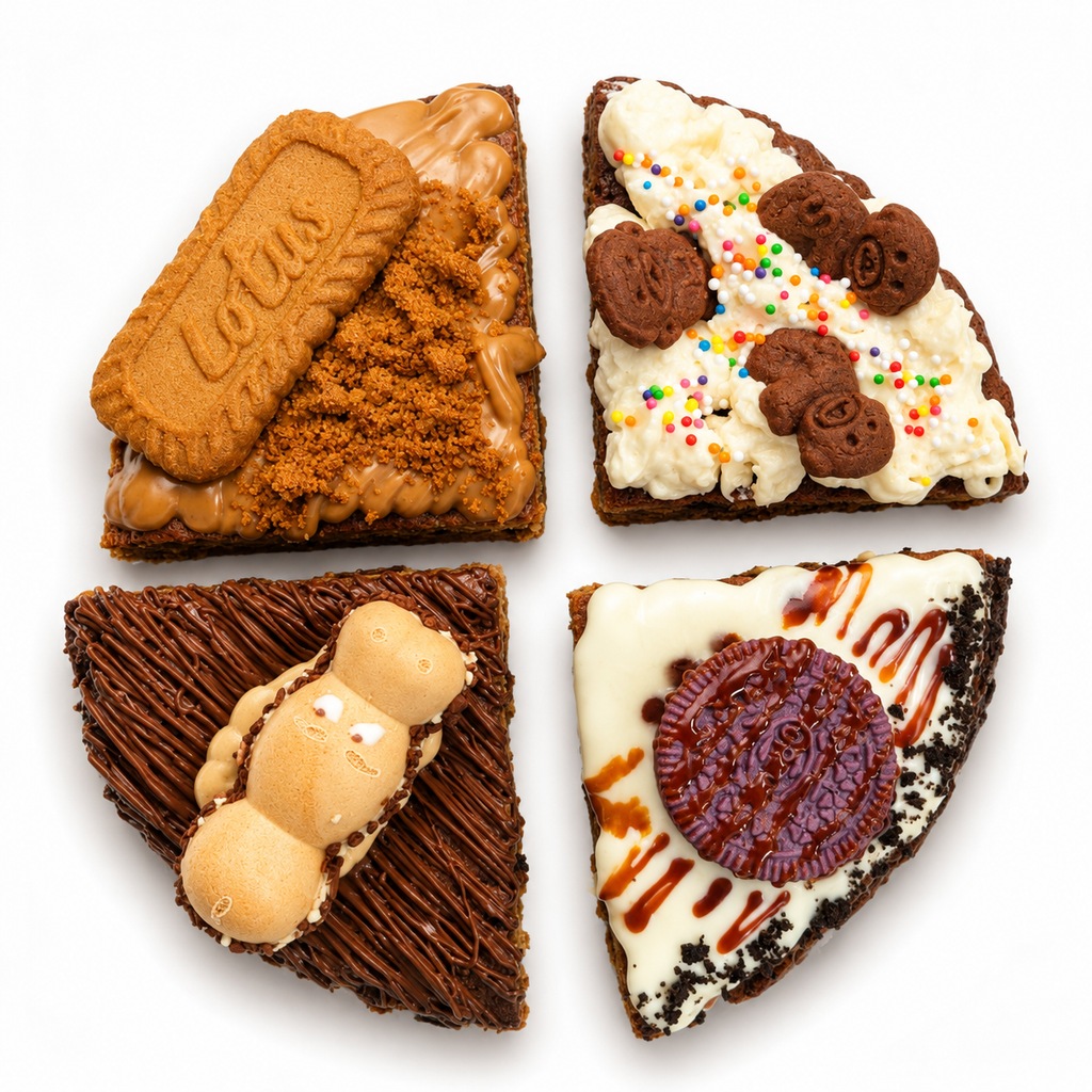 17cm four-way cookie pizza with four XL slices by Forbidden Bite Singapore