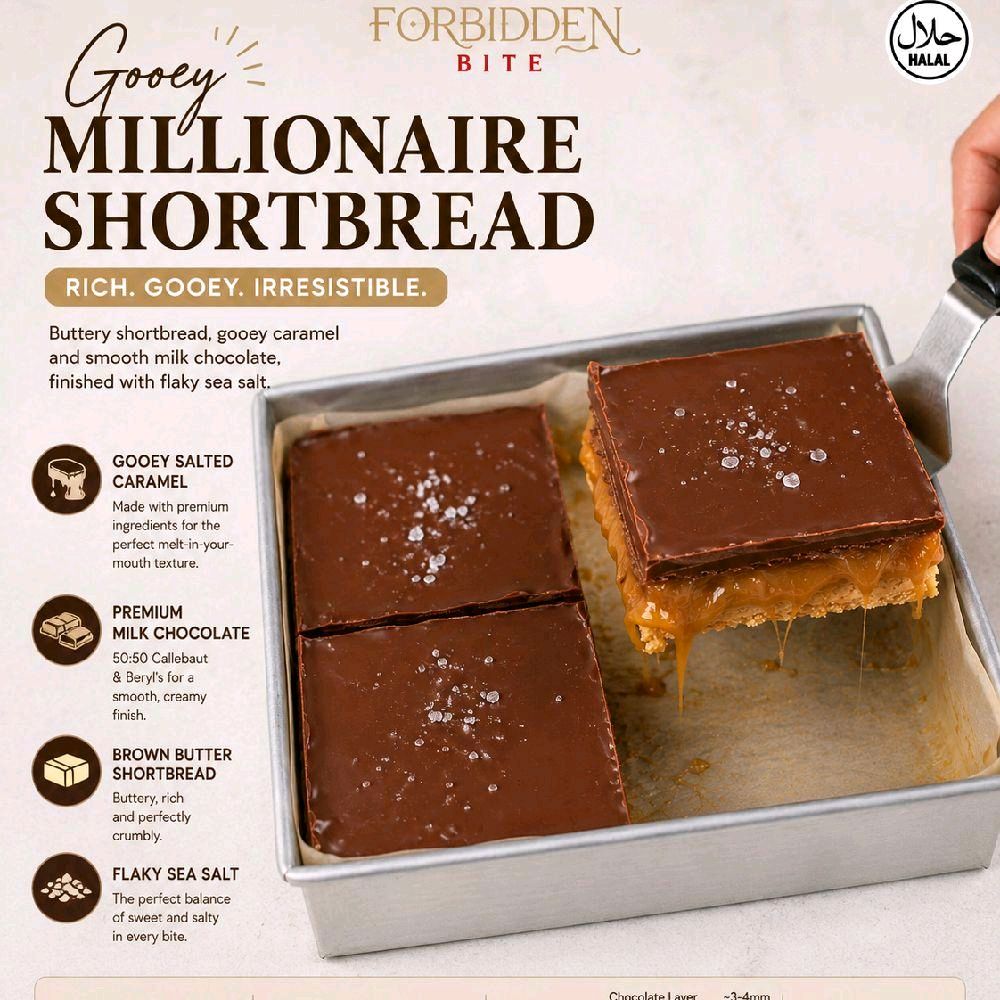 Gooey Millionaire Shortbread with caramel and chocolate by Forbidden Bite Singapore