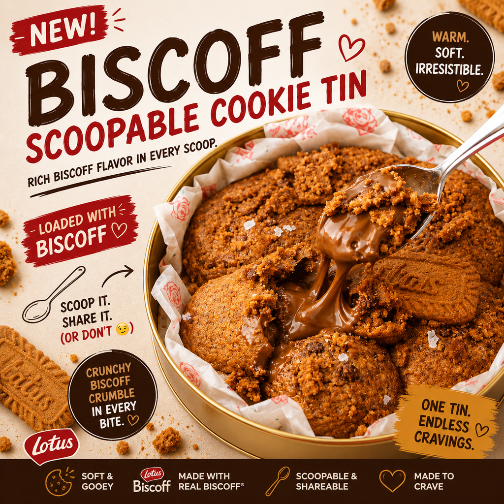 Biscoff scoopable cookie tin with gooey centre by Forbidden Bite Singapore