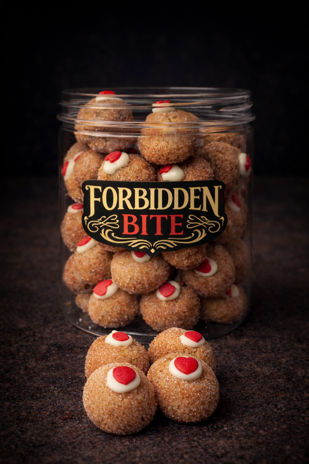 Gingerbread Crinkle Cookie Jar — a bite-sized festive favourite made for Hari Raya gifting, open houses, and indulgent snacking.
Each jar contains 35 soft-chewy gingerbread cookies, rolled in fine sugar for a delicate crisp exterior and finished with a thin white chocolate accent and a tiny red heart.