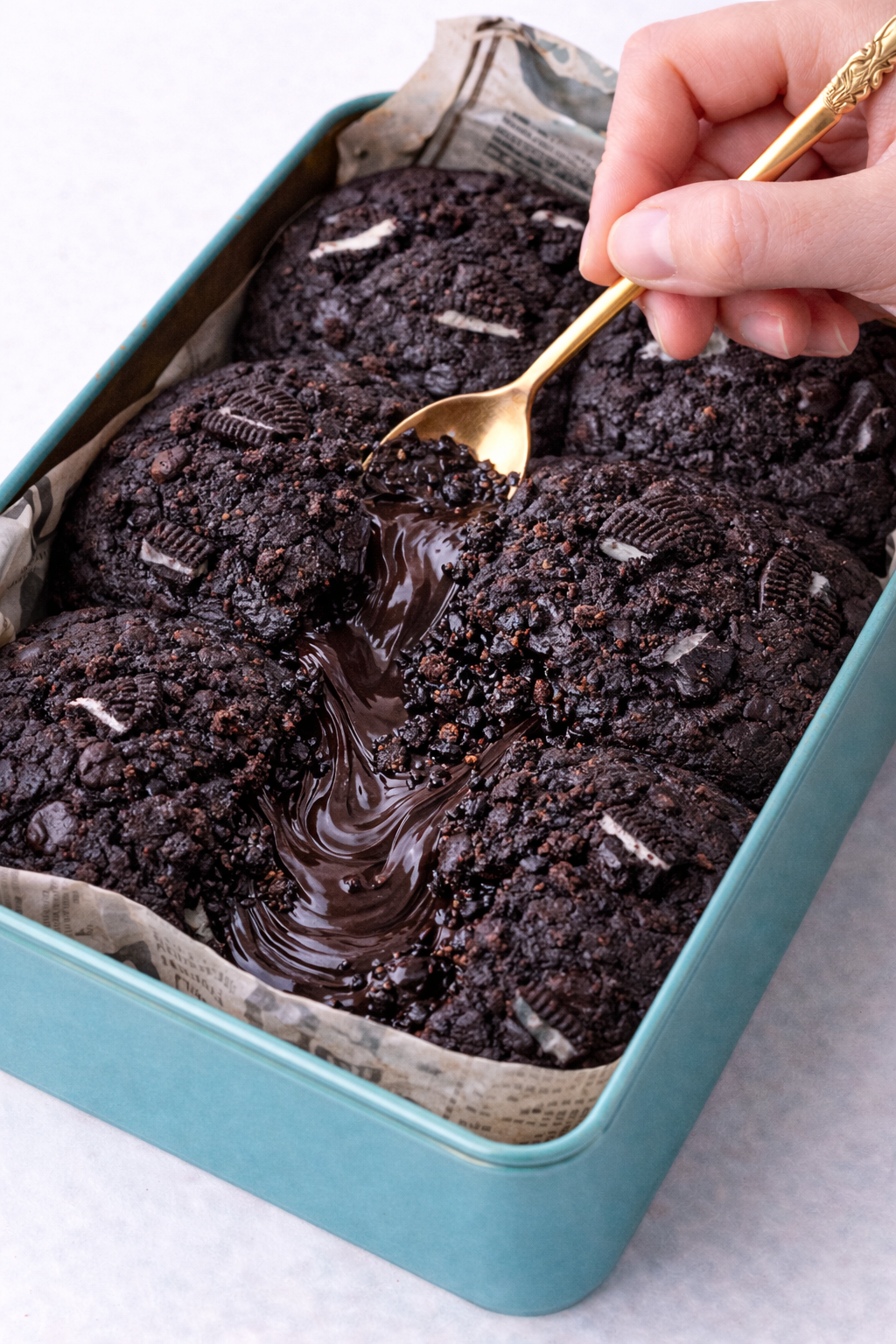 Dubai cookie tin blackout Double Chocolate oreo filled cookie