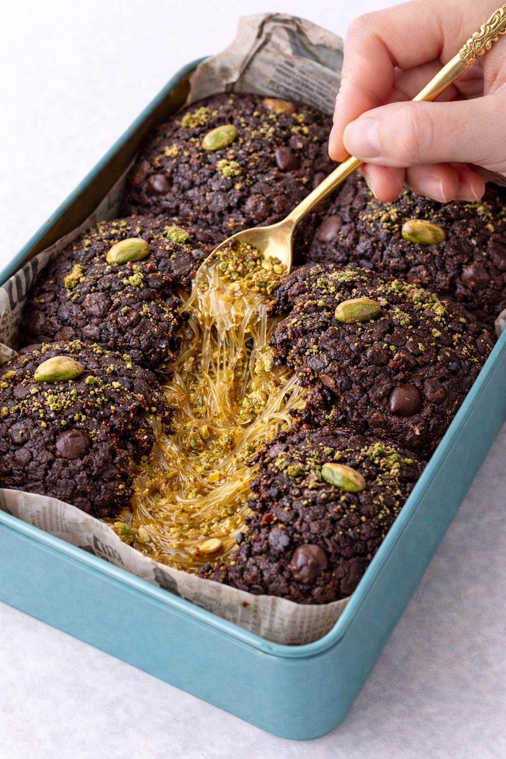 Dubai Cookie Tin (Molten Filled) – Kunafa Pistachio 💚🍫
