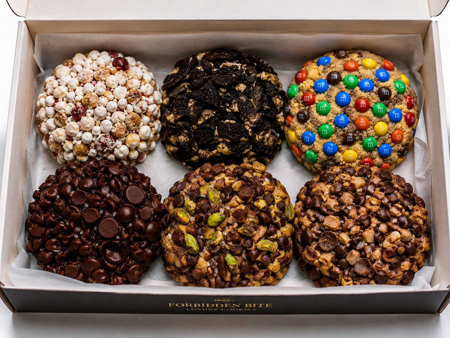 Box of six Giant Indulgence cookies by Forbidden Bite Singapore