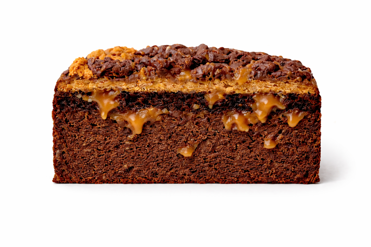This is an indulgence cake, not for everyone, its caramel all over, we crack the code on Werther's Original Caramel, this is covered with it, inside and out. When you cut the cake, there will be the moist brownie cake with pockets of caramel mixed in chocolate, then you get a layer of super fudgy yule style brownie and, the soft cookie bark. Truly one crazy over the top cake!&nbsp;

Messy by design. Indulgent by intention.