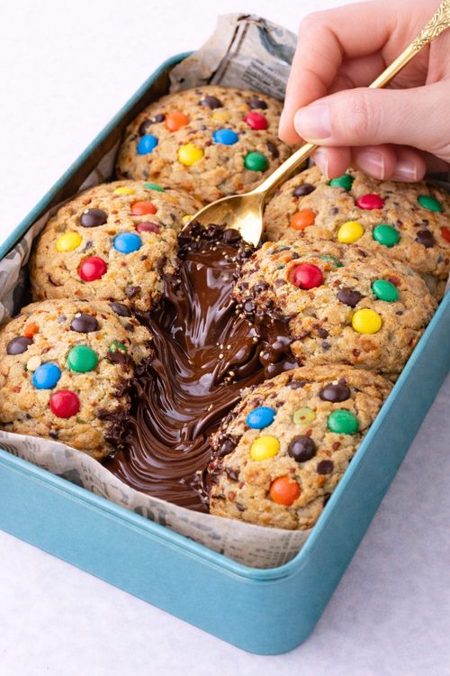 Birthday M&M Cookie Tin (Molten Chocolate Filled)