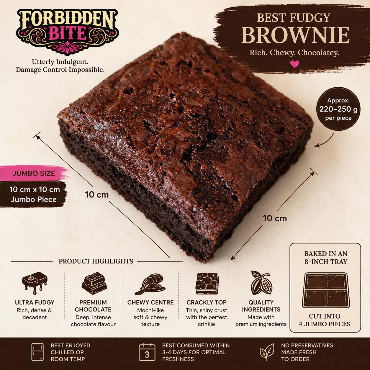 Ultra fudgy chocolate brownie by Forbidden Bite Singapore