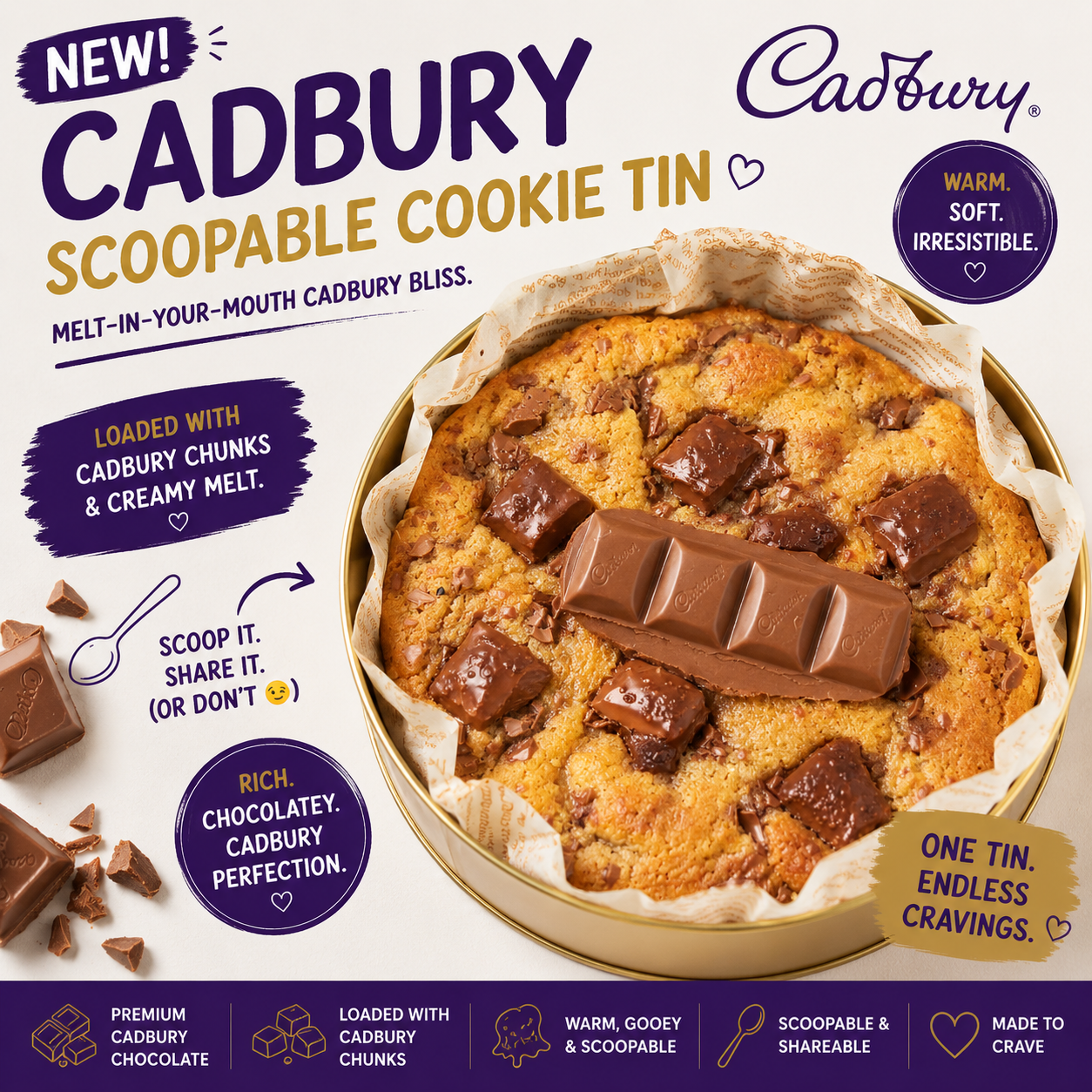 Cadbury chocolate scoopable cookie tin by Forbidden Bite Singapore