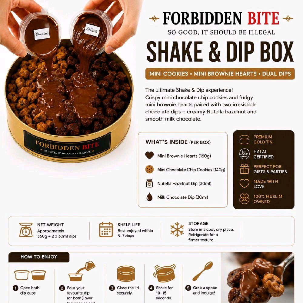 Shake & Dip Cookie & Brownie Box – 17cm Tin