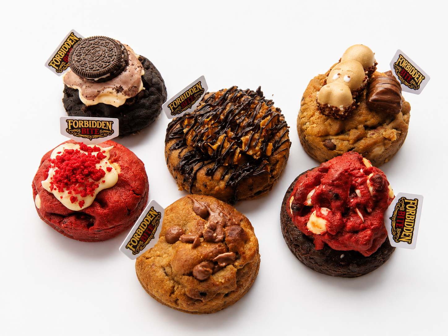 Box of six mixed jumbo halal cookies by Forbidden Bite Singapore